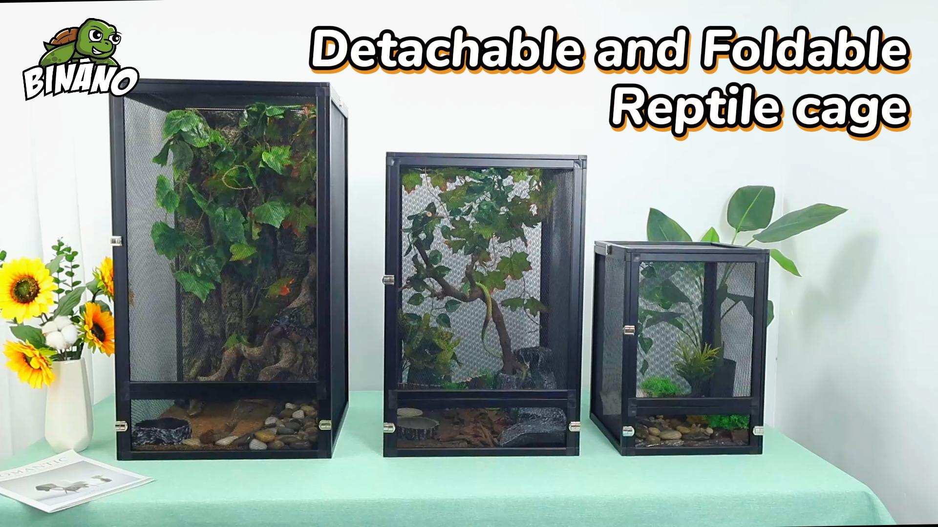 13 Gallon Quick-Assembly & Foldable Reptile Terrarium Kit，360° View ...