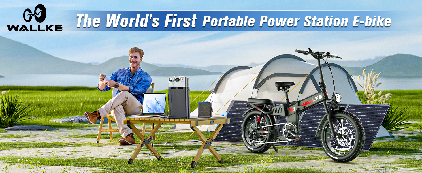 thumbnail video image 2 of Wallke H9 Ultra 2-in-1 4000W Electric Bike + Portable Power Station, 40MPH Fast Ebike for Adults, 48V 55Ah Battery, 180mile Long Range E-Bike, Torque Sensor, 20" Fat Tire All Terrain Bicycle, 2 of 16