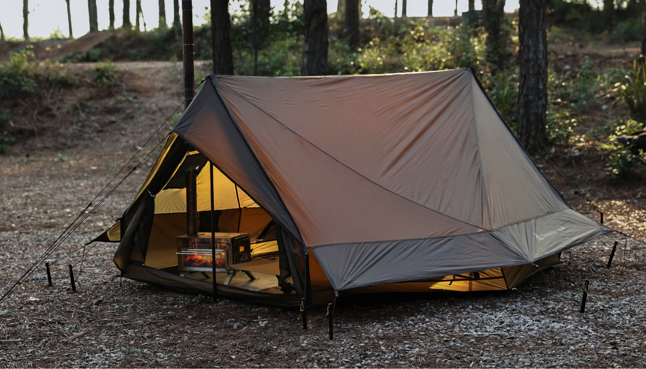 thumbnail video image 2 of Cabin Hot Tent with Stove Jack Camping Tent Winter Tent 4 Season Tent 1-2 Person for Backpacking Camping Hiking Hunting Fishing Waterproof Windproof Lightweight 82 * 59 * 47, 2 of 13