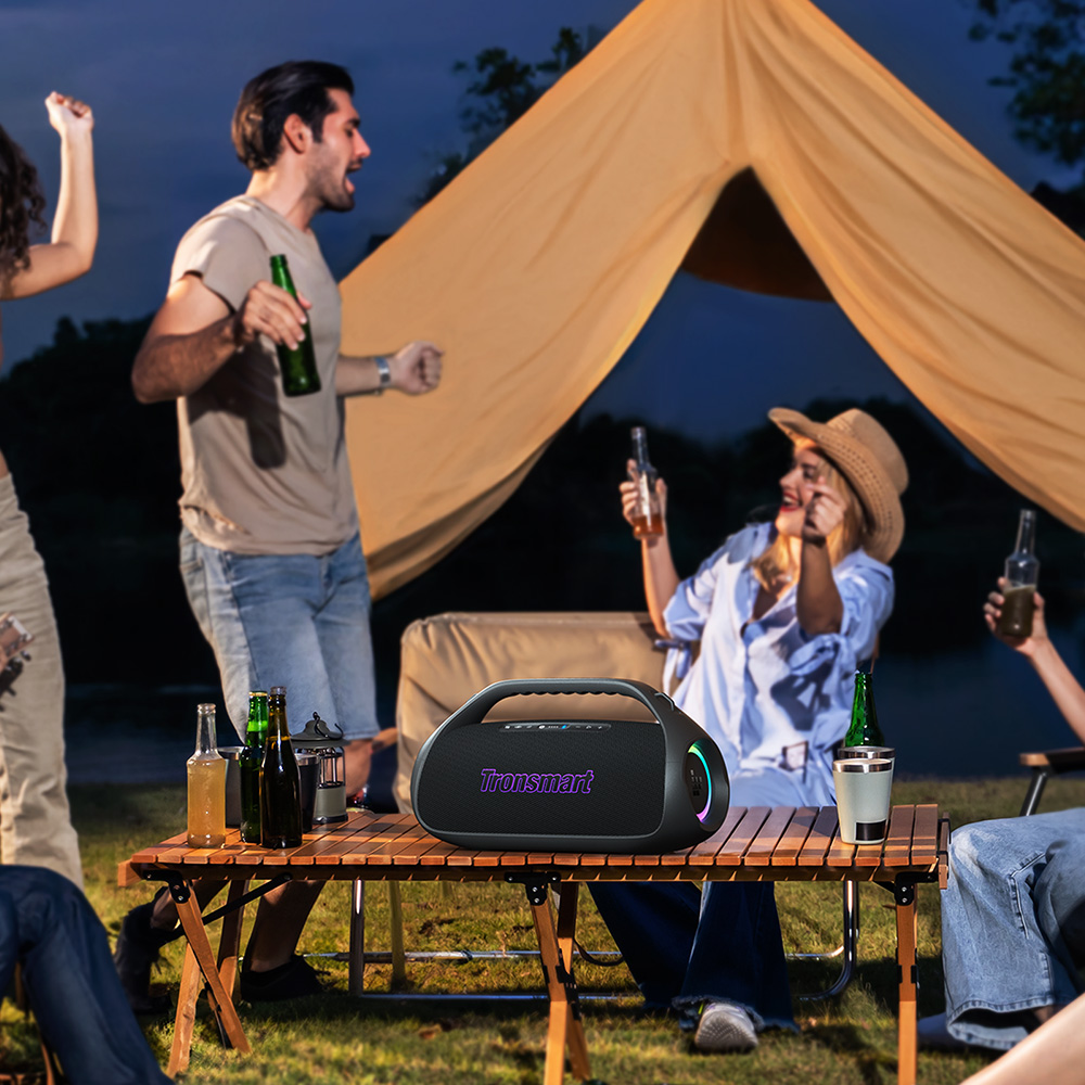 thumbnail video image 2 of Tronsmart Bang 2 Portable Bluetooth Speaker, 90W Deep Bass, Custom EQ & Light, IPX6 Waterproof, 26H Playtime for Outdoor, Beach - Blue, 2 of 17