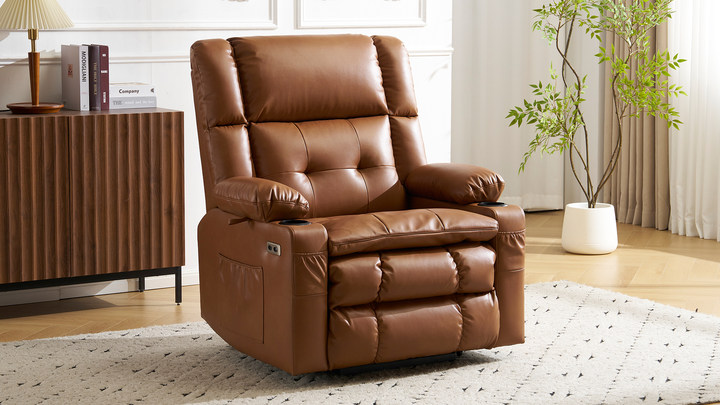 thumbnail video image 2 of Elderly Dual Motor Power Lift and Massage and Heat Recliner, Brown, 2 of 9