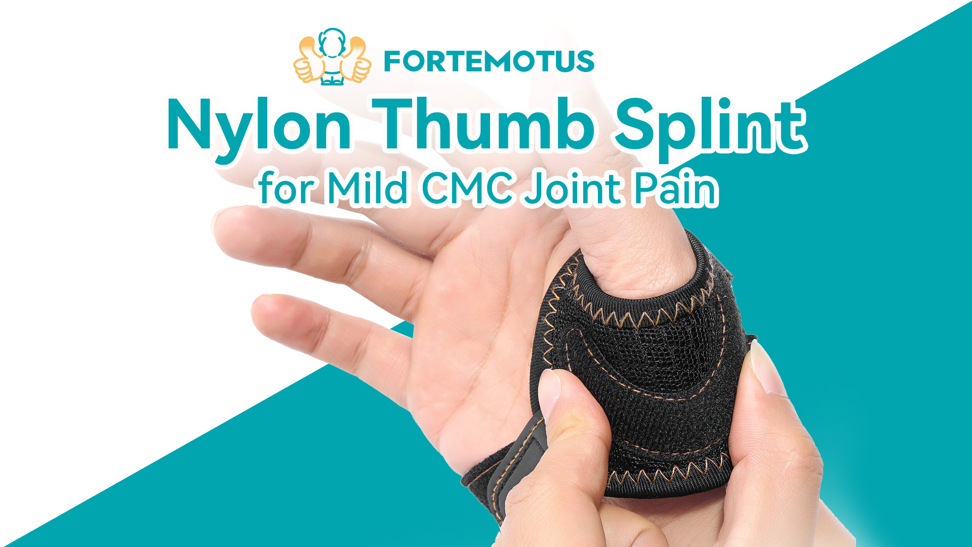 thumbnail video image 2 of FORTEMOTUS CMC Thumb Brace - Comfortable Nylon Thumb Splint for Mild CMC Joint Pain Relief, Osteoarthritis, Tendonitis Support Brace for Women and Men, Black, Left, Medium, 2 of 9
