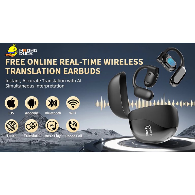 2025 AI Translator Earbuds - Real-Time Translation In 144 Languages, Voice & Text Translation, HD Sound For Travel & Business