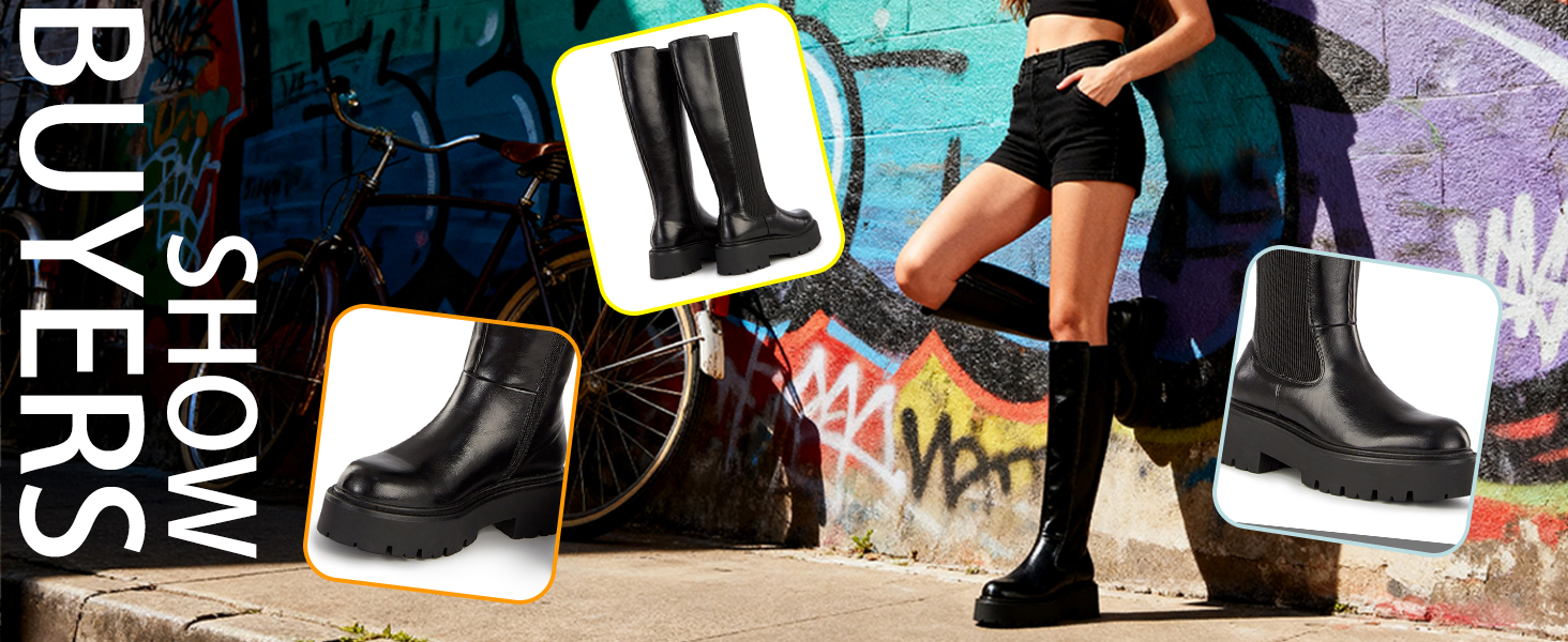 thumbnail video image 2 of Yolanda Zula Women's Knee High Boot Comfortable Platform Lug Sole Round Toe Side Zipper Fashion Dress Boots, 2 of 8