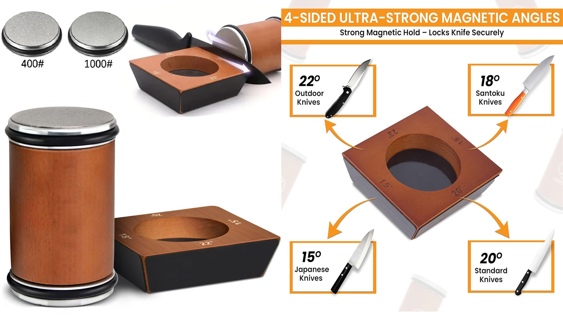 thumbnail video image 2 of Rolling Knife Sharpener System Kit,4-Angle Tumbler Double Diamond 400 1000 Discs Sharpening Stone for Kitchen Knives, 2 of 9