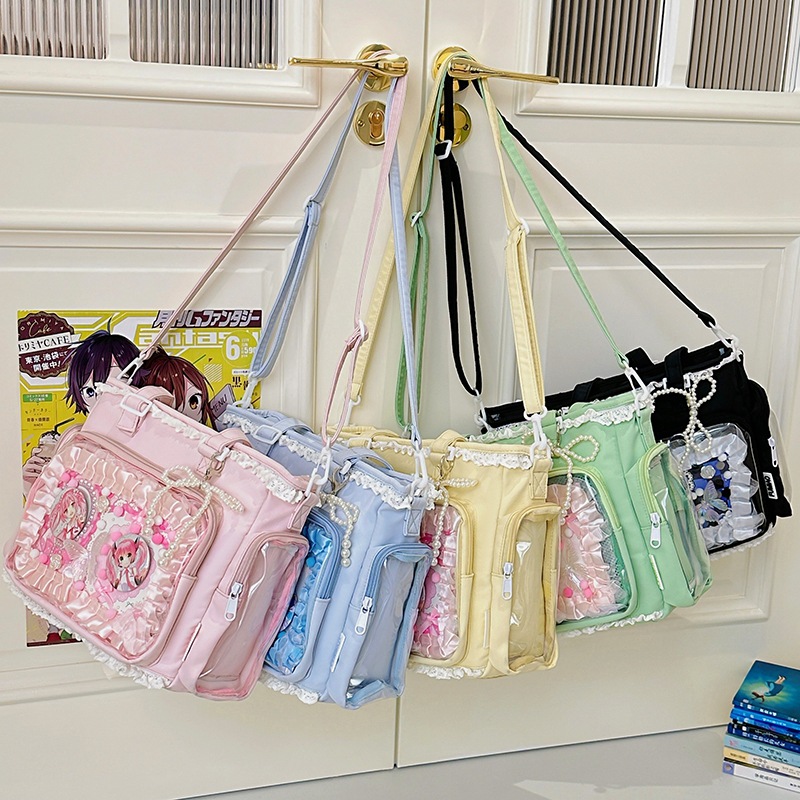 thumbnail video image 2 of SPEKSEE Ita Crossbody Tote Bag, Pin Display Bag with Insert, Cute Messenger Bag, Kawaii Ruffle Ita Bag, Y2k Aesthetic Trendy Shoulder Bags, 2 of 8