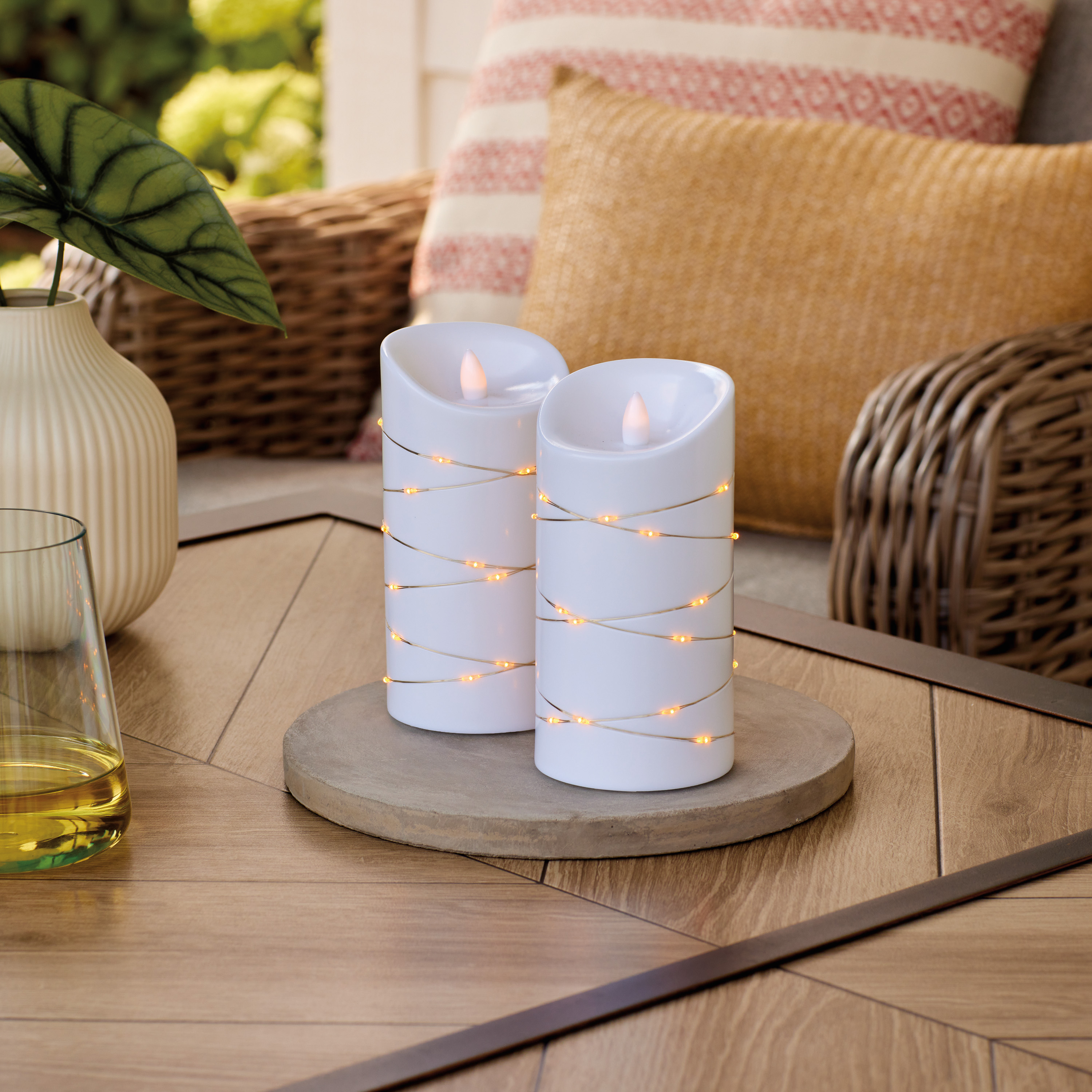 Better Homes & Gardens 2PK Flameless LED Pillar White Candles, 3
