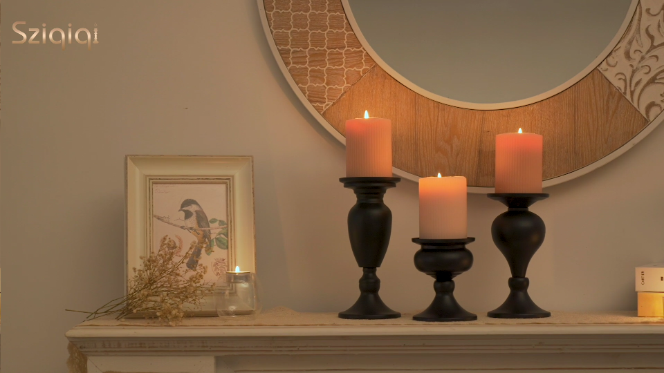 thumbnail video image 2 of Sziqiqi Vintage Black Candle Holders for Pillar Candles Metal Set of 3, 2 of 8