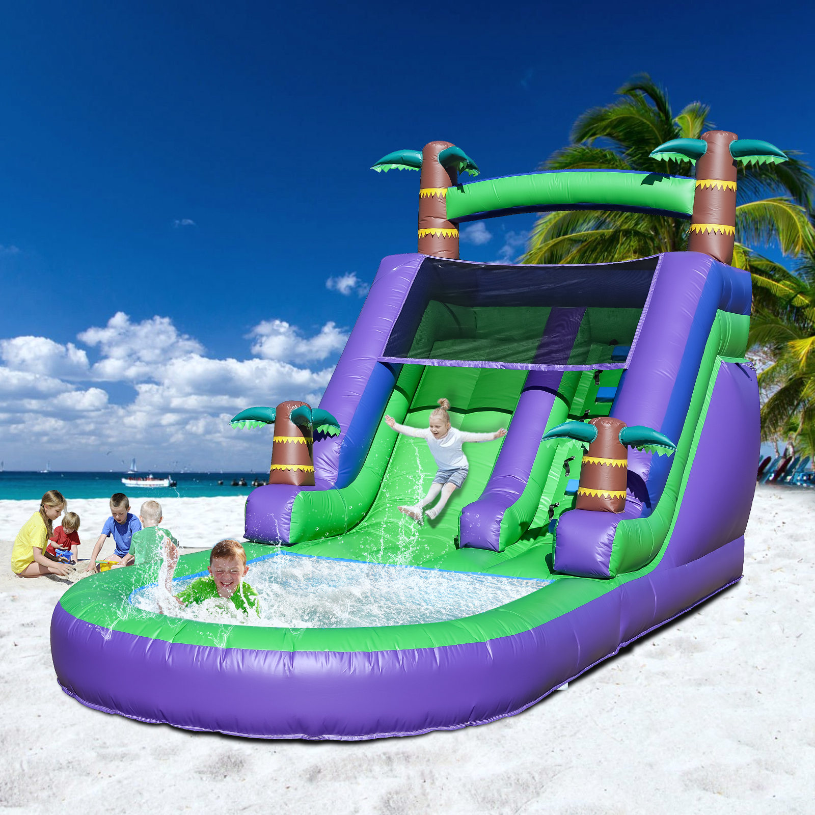 thumbnail video image 2 of 21FT(L) Commercial PVC Inflatable Water Slide for Adults Kids Giant Blow Up Water Slide for Backyard Outdoor ,21x9x12ft, 2 of 11