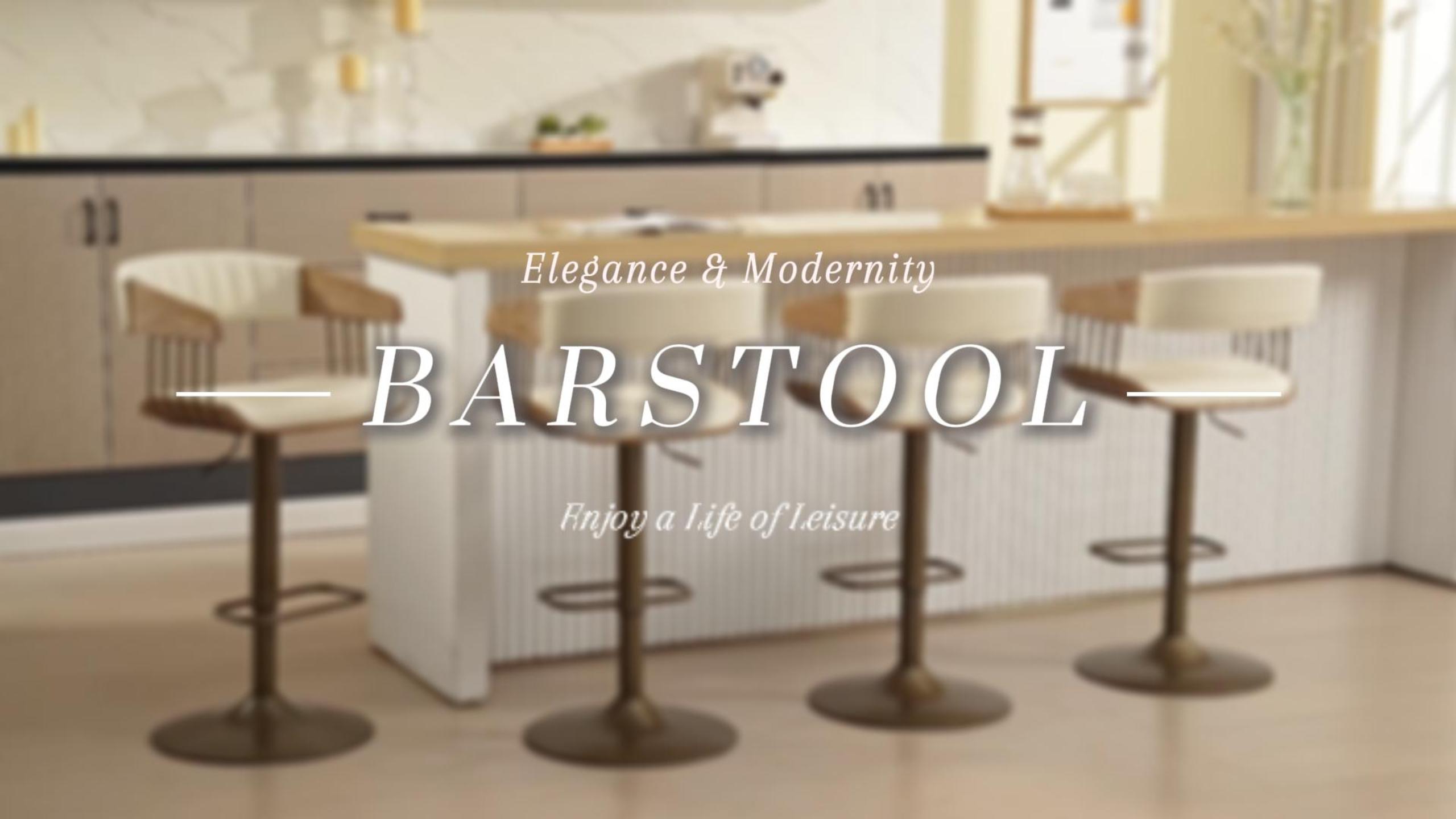 thumbnail video image 2 of Dayalane Counter Height Bar Stools Set of 2, Modern Adjustable Height Barstools, Kitchen Island Chairs with PU Leather Upholstery Barrel Back for Dining Room Home Bar Patio Club, White, 2 of 10