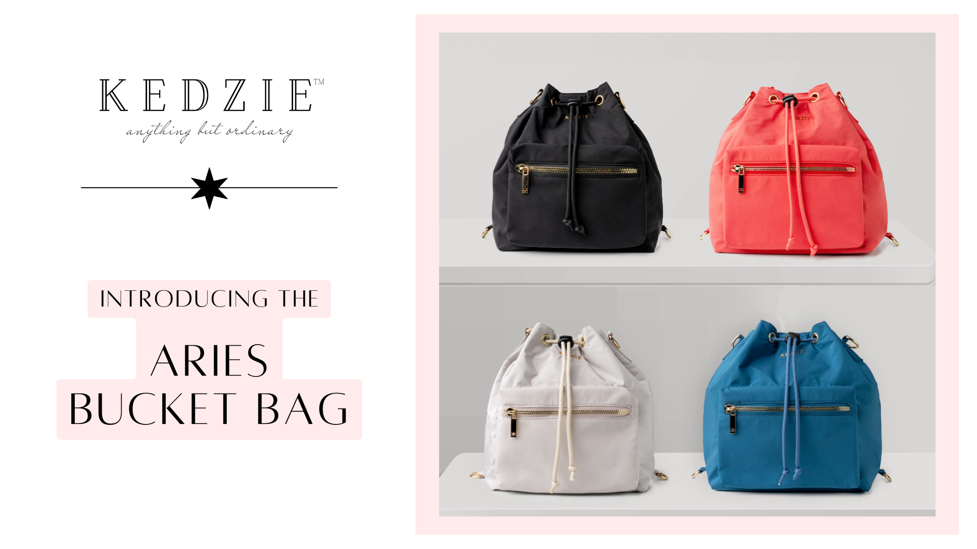 Kedzie Aries Convertible Bucket Bag 3-Way Backpack Crossbody 