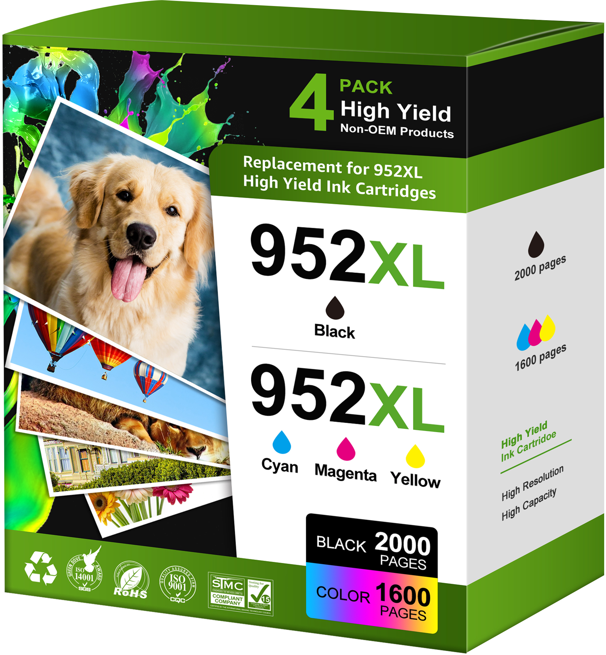 thumbnail video image 2 of 952 xl ink cartridges Compatible for 952xl ink cartridges 952 ink OfficeJet Pro 7740 8710 8210, 2 of 13