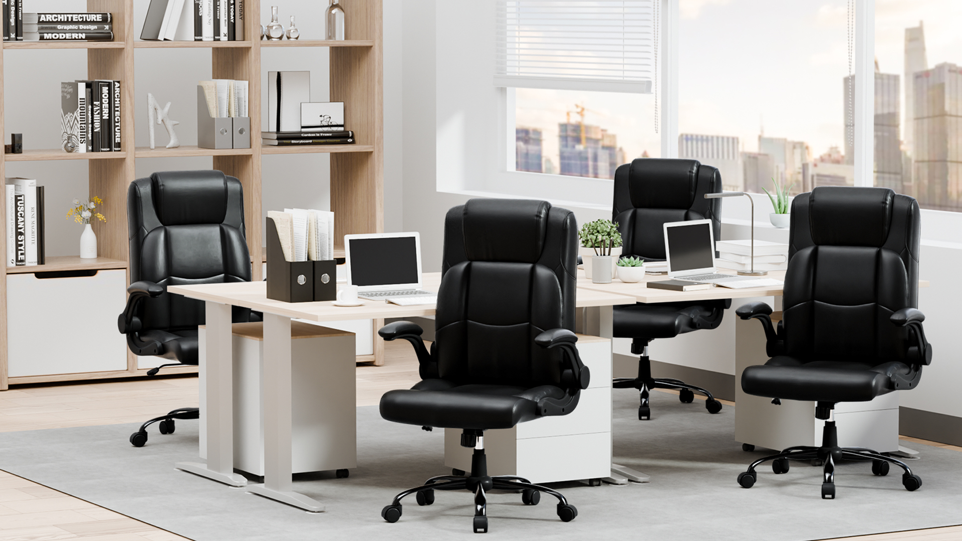 thumbnail video image 2 of JONPONY Big and Tall Office Chair 400LBS Wide Seat Ergonomic Computer Desk Chair High Back Executive Leather Chair Adjustable Task Chair Lumbar Back Support 8 Hours Heavy Duty Design,9189,Brown, 2 of 16