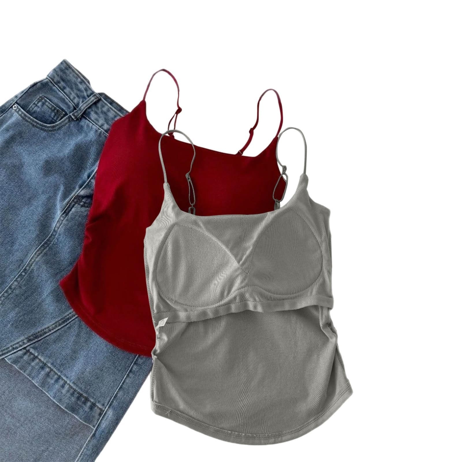 thumbnail video image 2 of LILIYA Tank Top with Built In Bra 2 In 1 Slim Fit Classic Camisole Activewear Gym Sports Wirefree Support Sleeping Traveling Cami Undershirt, 2 of 9