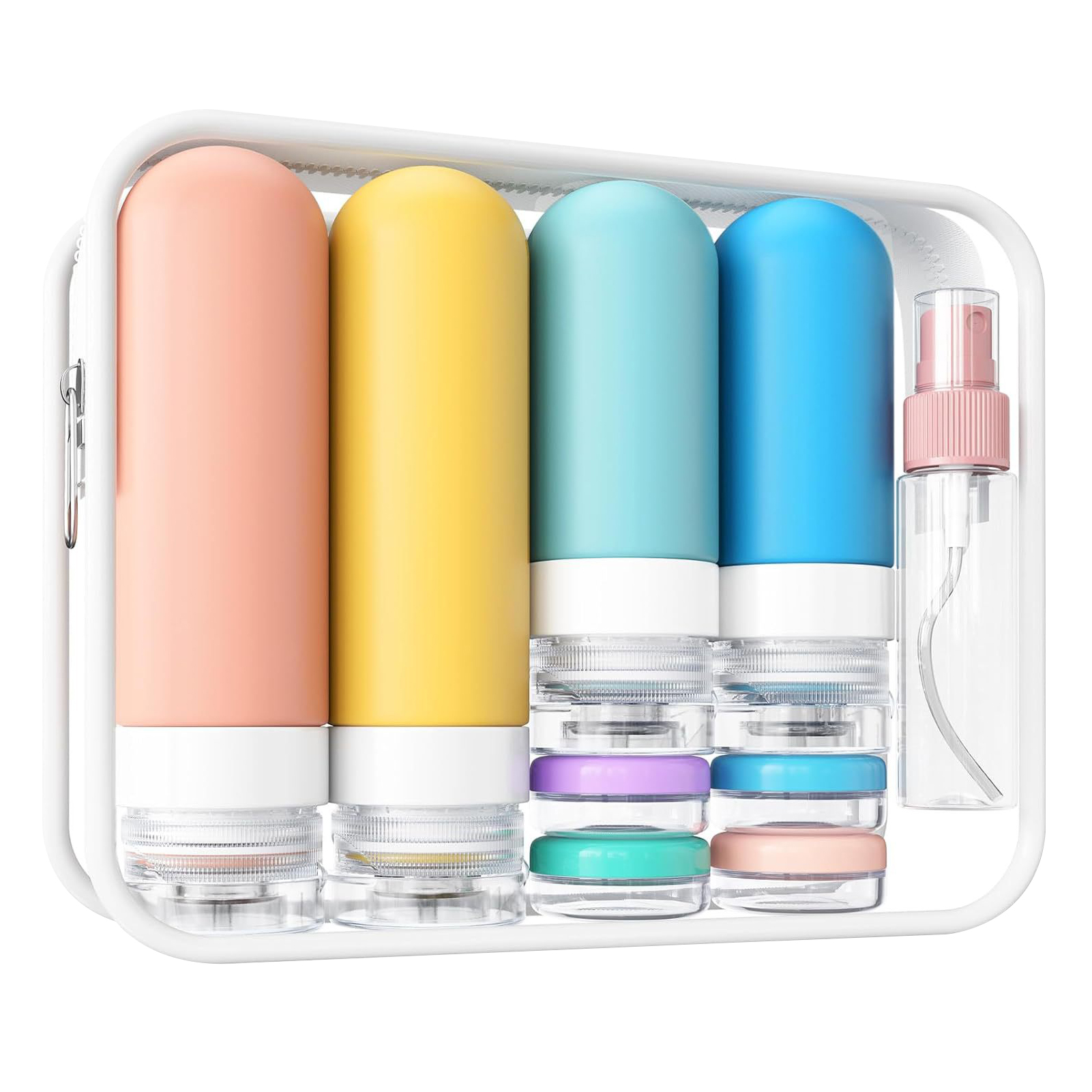 thumbnail video image 2 of HonorHut Travel Silicone Bottles Set Portable Refillable Travel Essentials with Toiletry Bag LeakProof Squeezable Toiletry Containers Accessories Black, 2 of 7