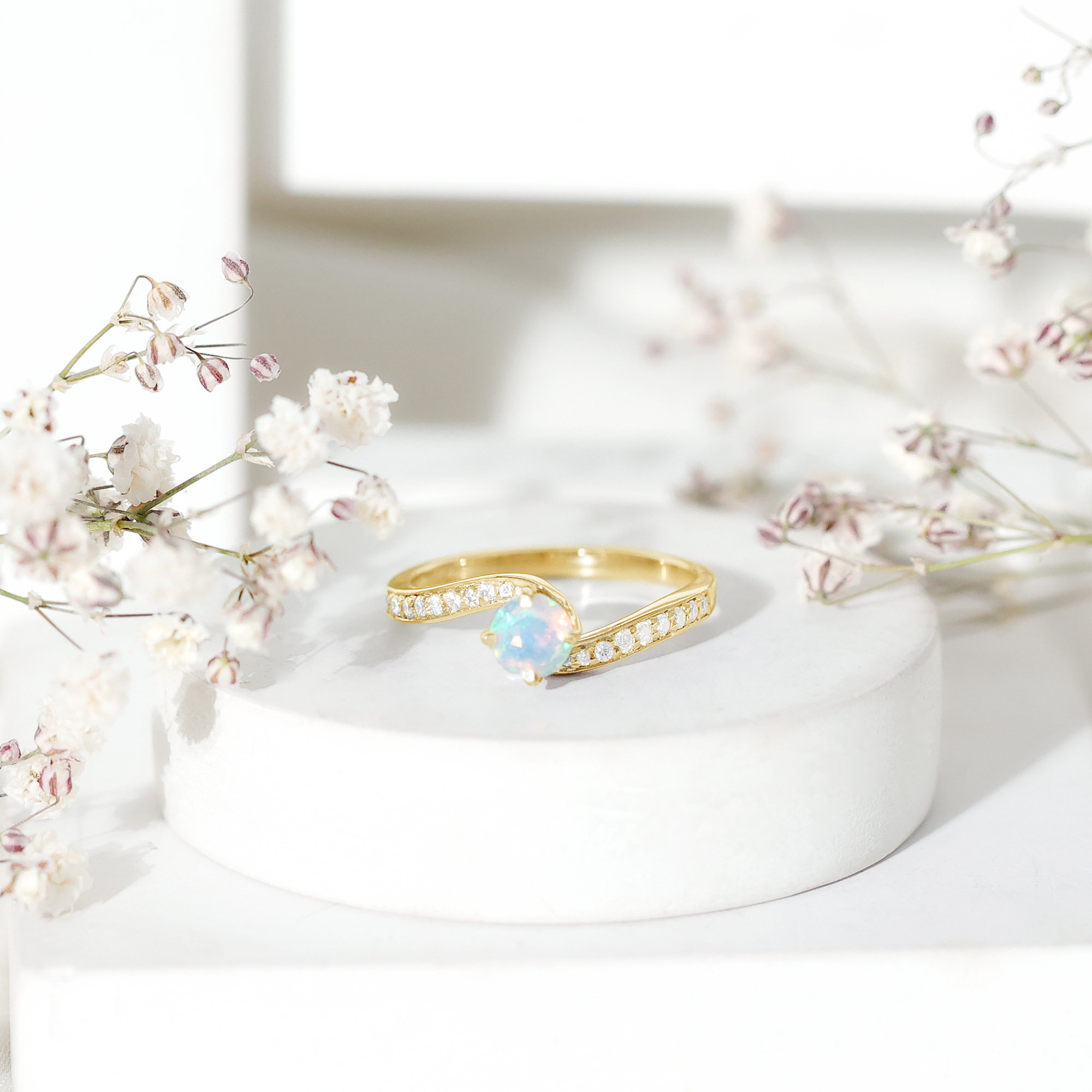 thumbnail video image 2 of Rosec Jewels Ethiopian Opal Promise Ring for Women - Opal Ring with Moissanite - AAA Grade - Ready to Gift for Valentines Day, 925 Sterling Silver, US 4.00, 2 of 9