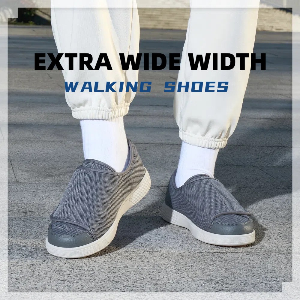 thumbnail video image 2 of CBMTCR Women's Walking Shoes with Adjustable Closure, Extra Wide, Arch Support, Gray, 7 X-Wide, 2 of 8