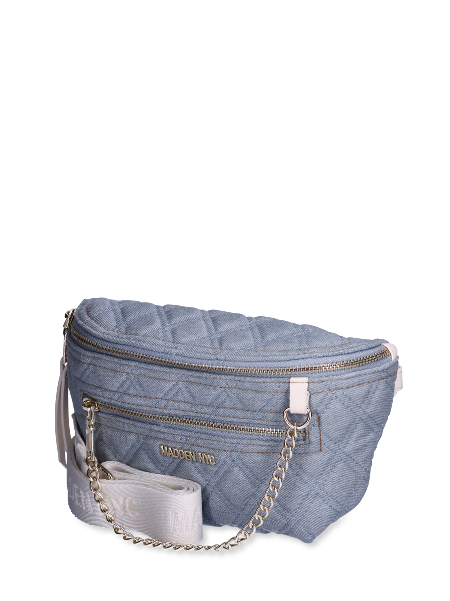 Madden Girl キルティングデニム 2WAY ハンドバッグ ポーチ付 Madden NYC Women's Chain Pocket Fanny Pack with Pouch, Denim