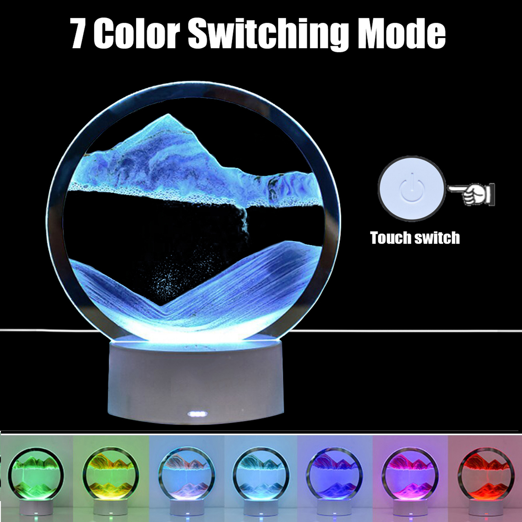 thumbnail video image 2 of Kahopy 3D Moving Sand Art with Light, Round Glass Quicksand Painting Sandscape for Home & Office Decor, 2 of 8