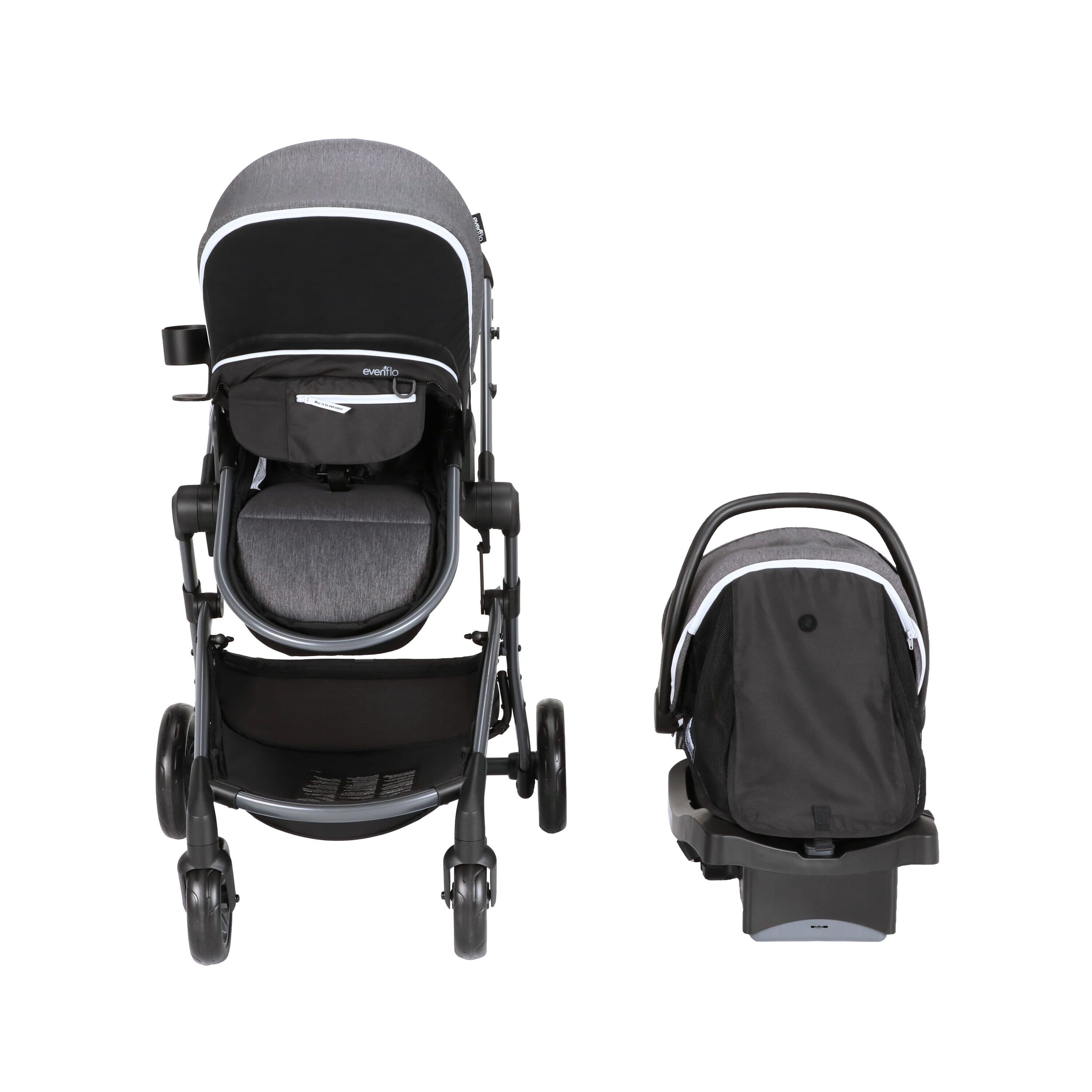 Evenflo Pivot VIZOR Travel System with LiteMax Infant Car Seat (Chasse Black)