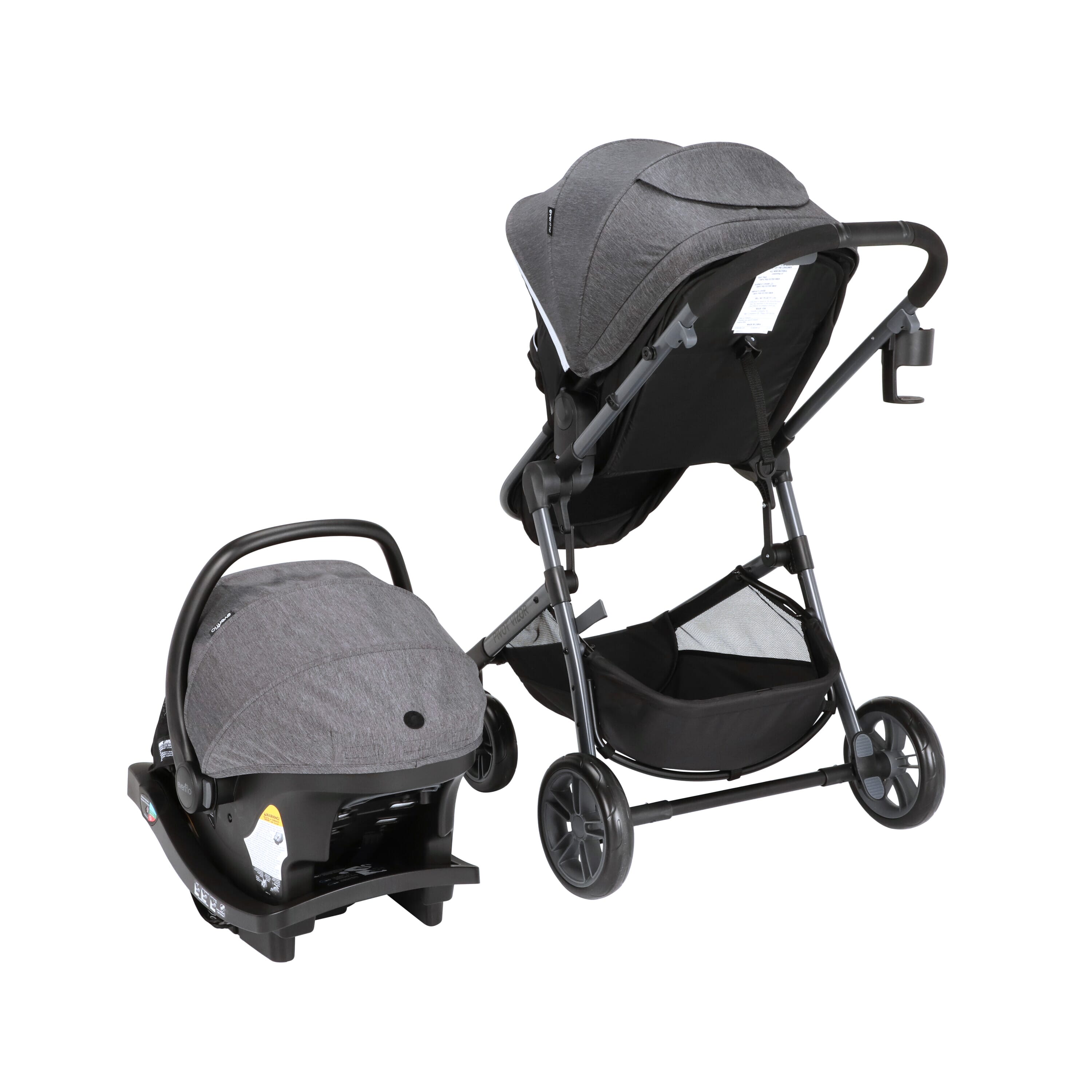 Evenflo Pivot VIZOR Travel System with LiteMax Infant Car Seat (Chasse Black)