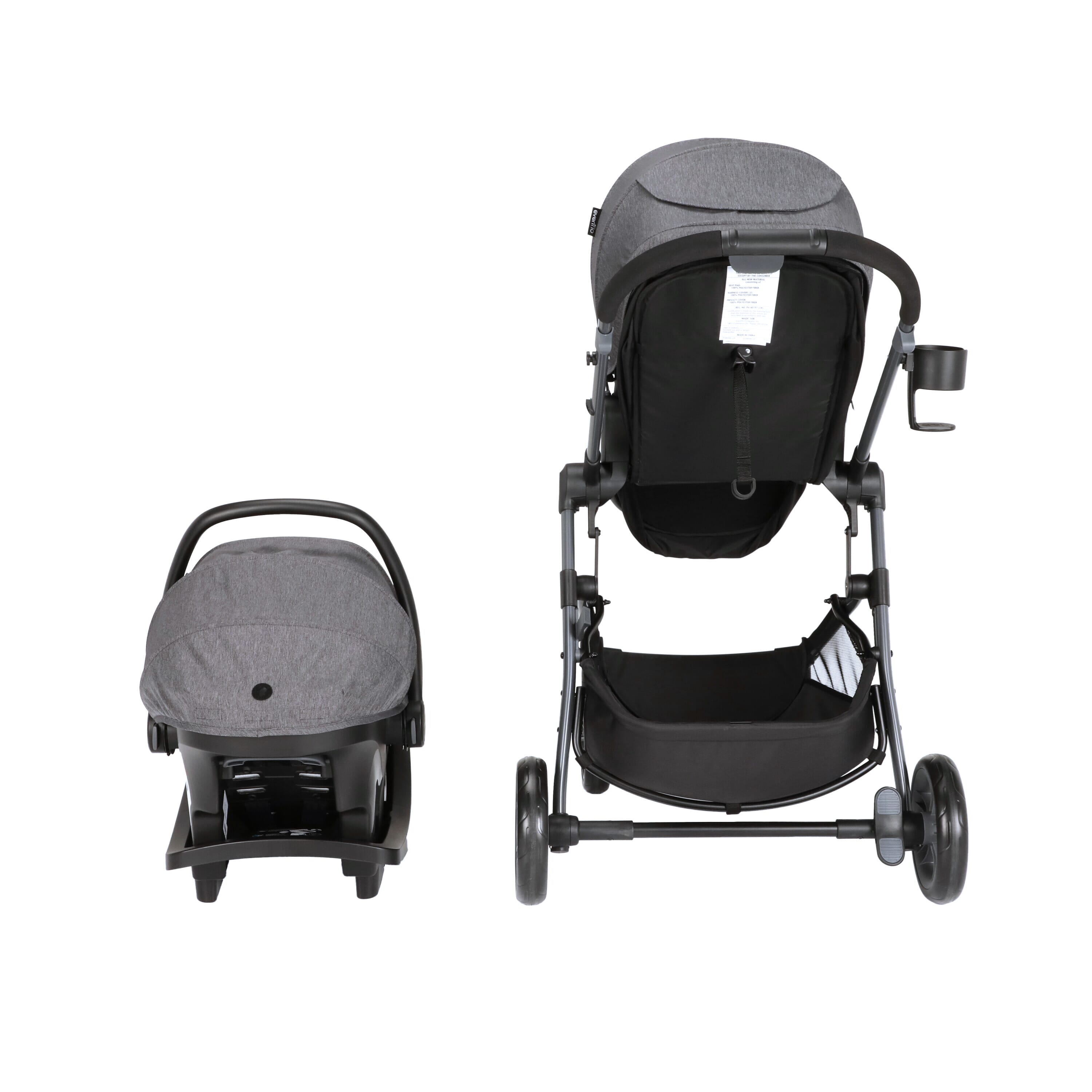 Evenflo Pivot VIZOR Travel System with LiteMax Infant Car Seat (Chasse Black)