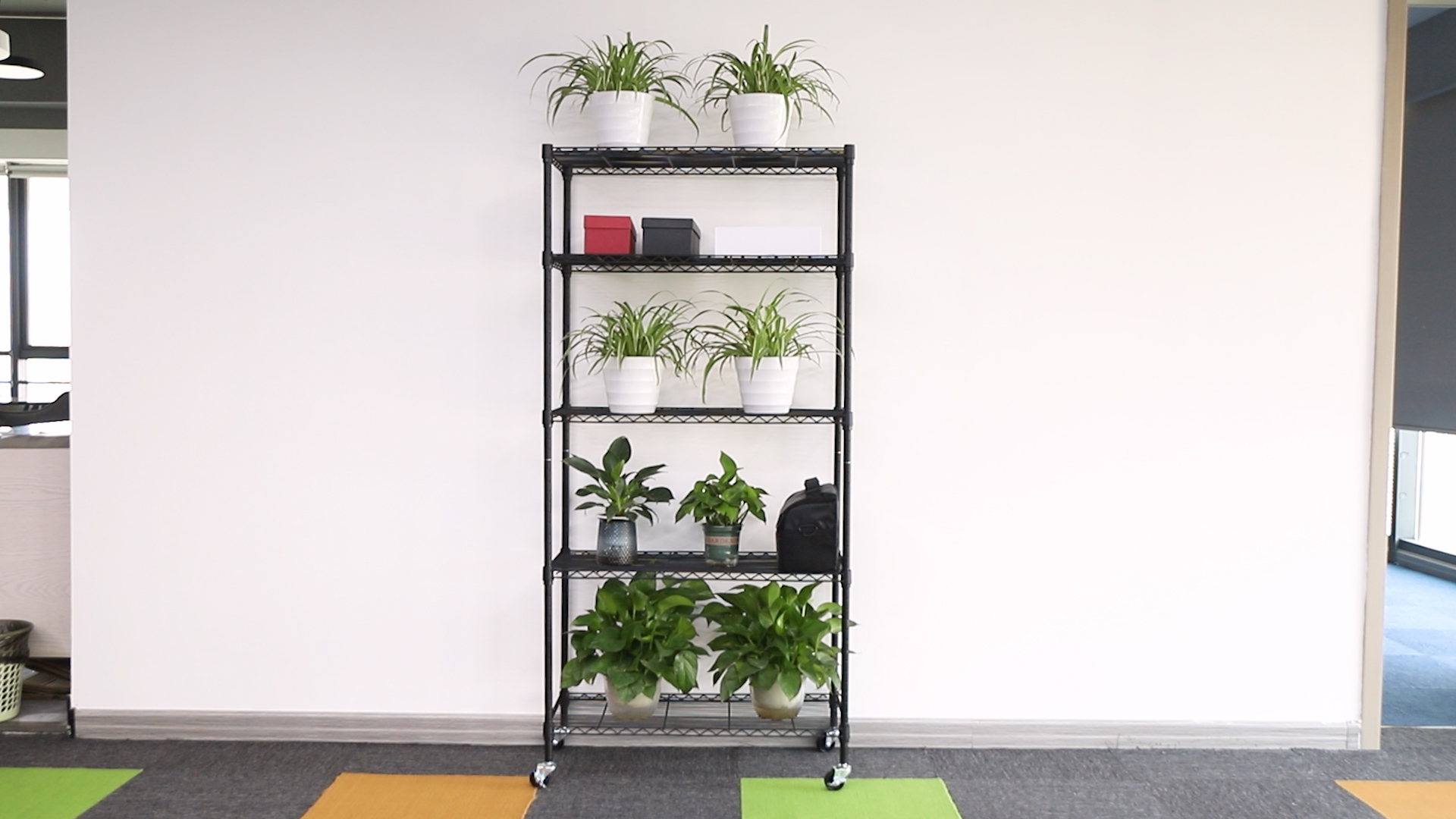 thumbnail video image 2 of Glovv 5-Tier Heavy Duty Steel Wire Shelving Unit Adjustable Storage Shelves Metal Shelving Organizer for Kitchen, Bathroom, Garage, 14"D x 30"W x 60"H Wire Rack, Black, 2 of 8
