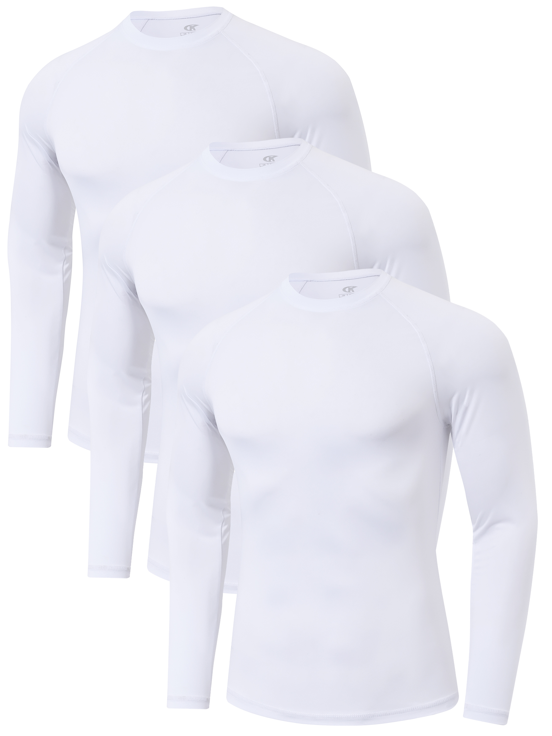 thumbnail video image 2 of QPNGRP Men's 3 Pack Dry Fit Long Sleeve Athletic Shirts Workout Running Shirts White 2XL, 2 of 8