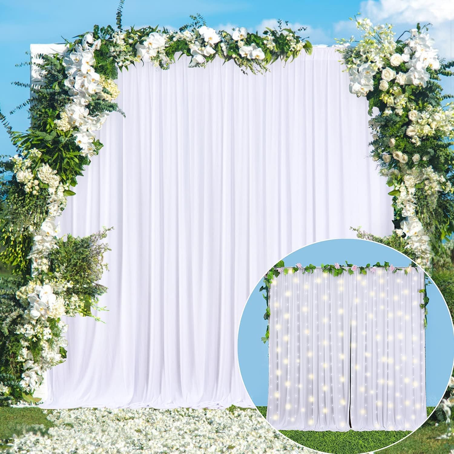 thumbnail video image 2 of AK TRADING CO. 10 feet x 10 feet Tiffany Polyester Backdrop Drapes Curtains Panels with Rod Pockets - Wedding Ceremony Party Home Window Decorations, 2 of 9