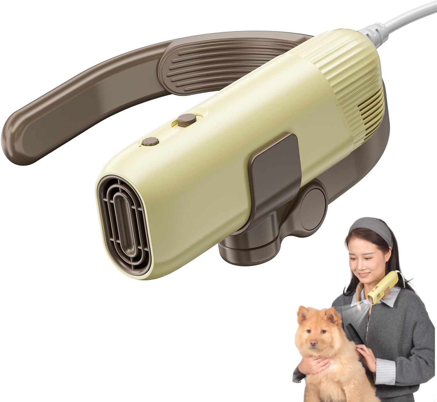 thumbnail video image 2 of Newborn Hands-Free Pet Hair Dryer for Grooming,Blower Low Noise blower De Secar Perros with Adjustable Neck Hanger,Green, 2 of 11