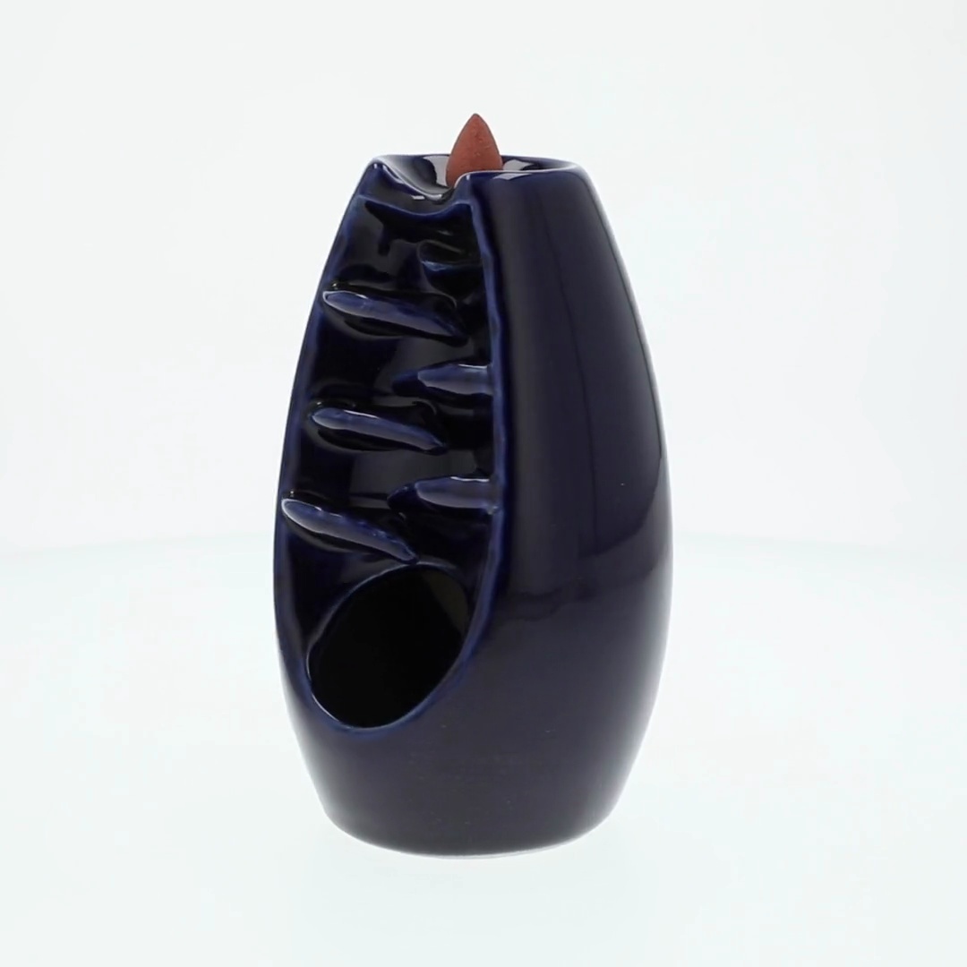Mainstays Blue Ceramic Waterfall Backflow Incense Burner for