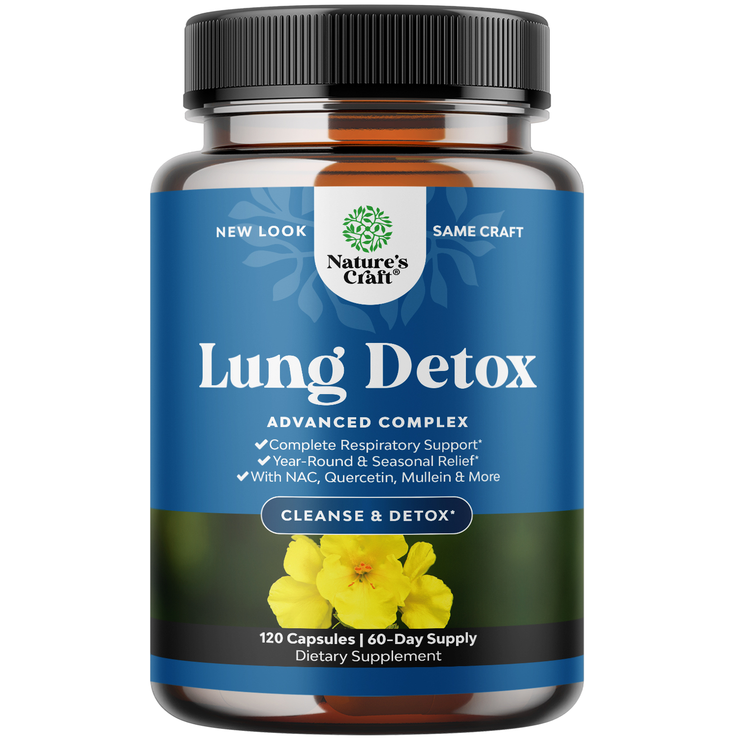 Mullein Lung Detox Capsules - Cleanse Complex with NAC, Quercetin