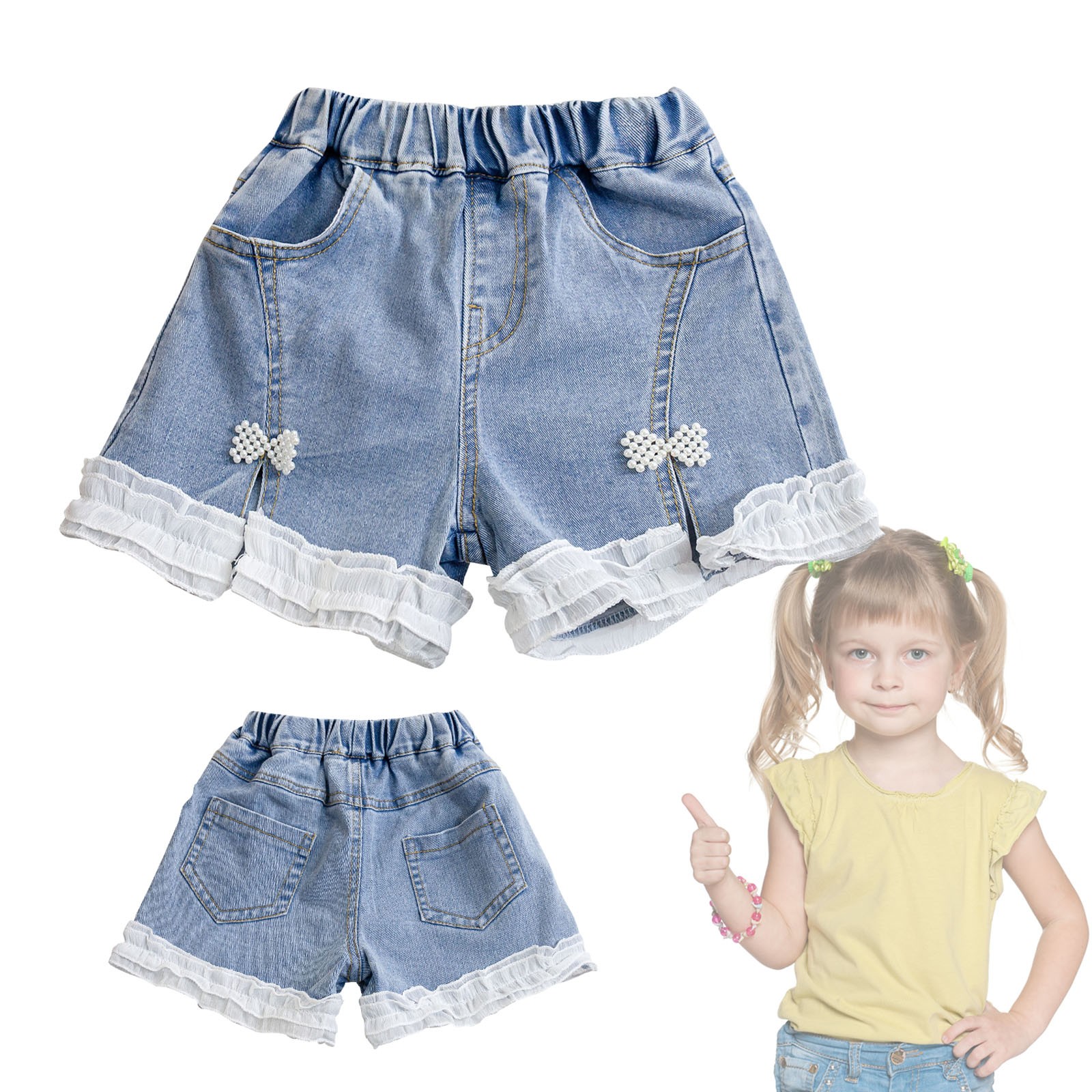 thumbnail video image 2 of LWNYDPLSD Jeans Shorts Baby Clothes for Girls 12-18 Months 24 Months Girls Clothes 3t Jeans Black Gymnastics Shorts Jeans for 12-14 Girls Basketball, Blue 12-18 Months, 2 of 9