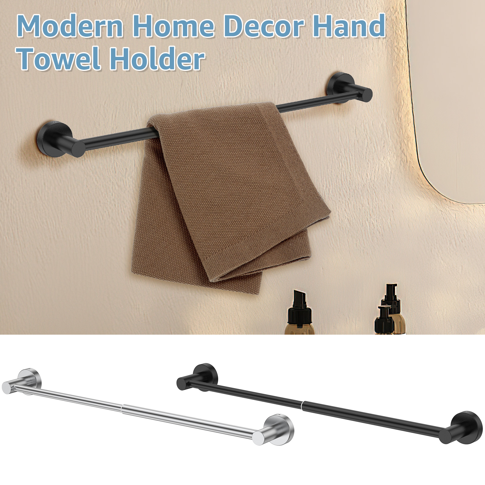 thumbnail video image 2 of FUYGRCJ Towel Bar Retractable Stainless Steel Towel Holder Adjustable 13.8 to 24.8 Inch Wall Mounted Towel Rack Space Saving Towel Hanger Rustproof Towel Organizer Rod for Bathroom Kitchen, 2 of 10
