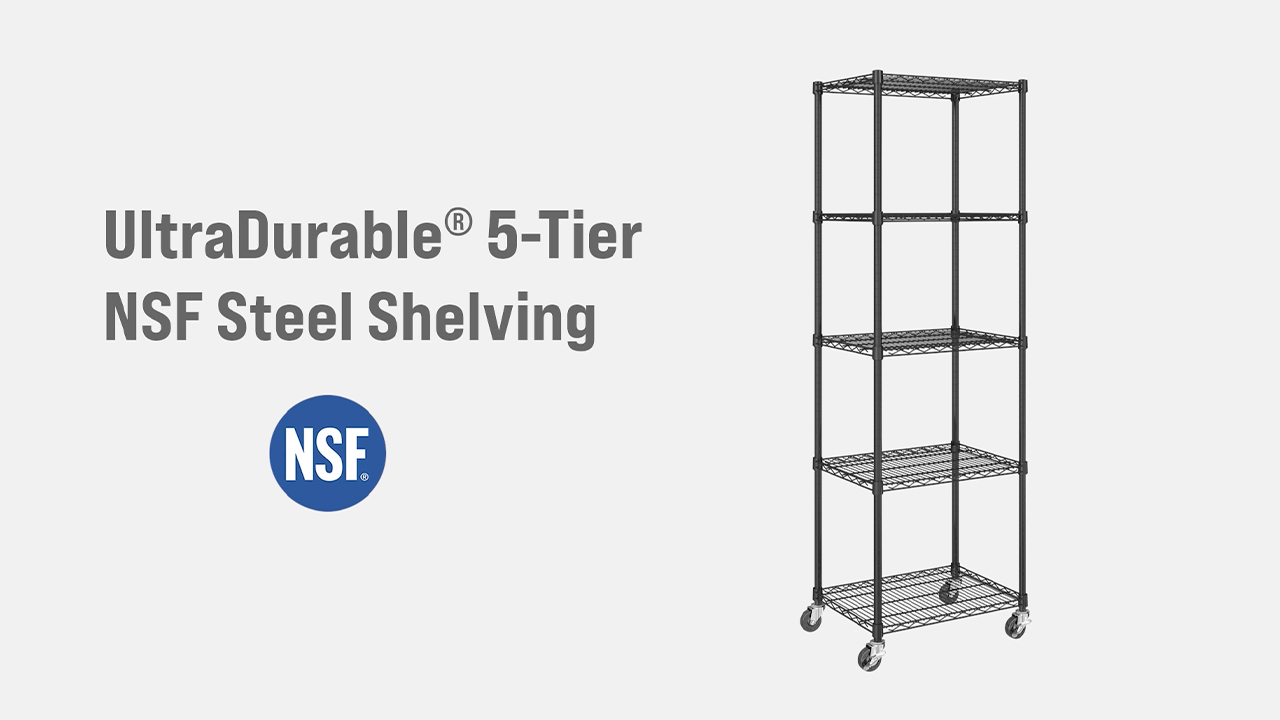 Seville Classics UltraDurable 5-Tier Black Steel Wire