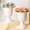 thumbnail video image 2 of Luxcidy European Roman Pot Plastic Flower Pot, Tall Round Classic Resin Flower Pots Pure White Traditional Large Plant Pots for Front Porch Patio Deck Wedding Decoration Pot (B), 2 of 7