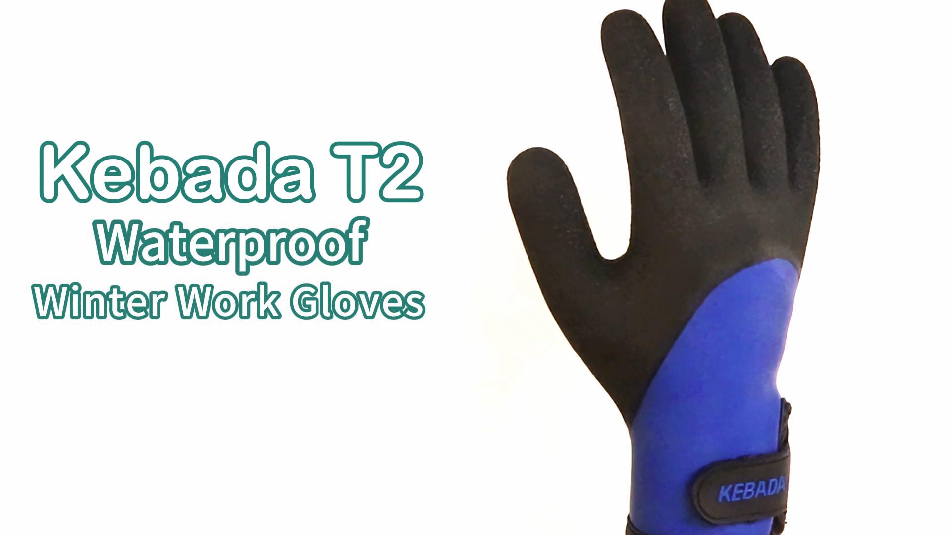 thumbnail video image 2 of 1 Pairs KEBADA T2 Cold-Weather Waterproof Work Gloves - Insulated Thermal Gloves for Men & Women, Heavy-Duty Grip, Middle, Blue, 2 of 7