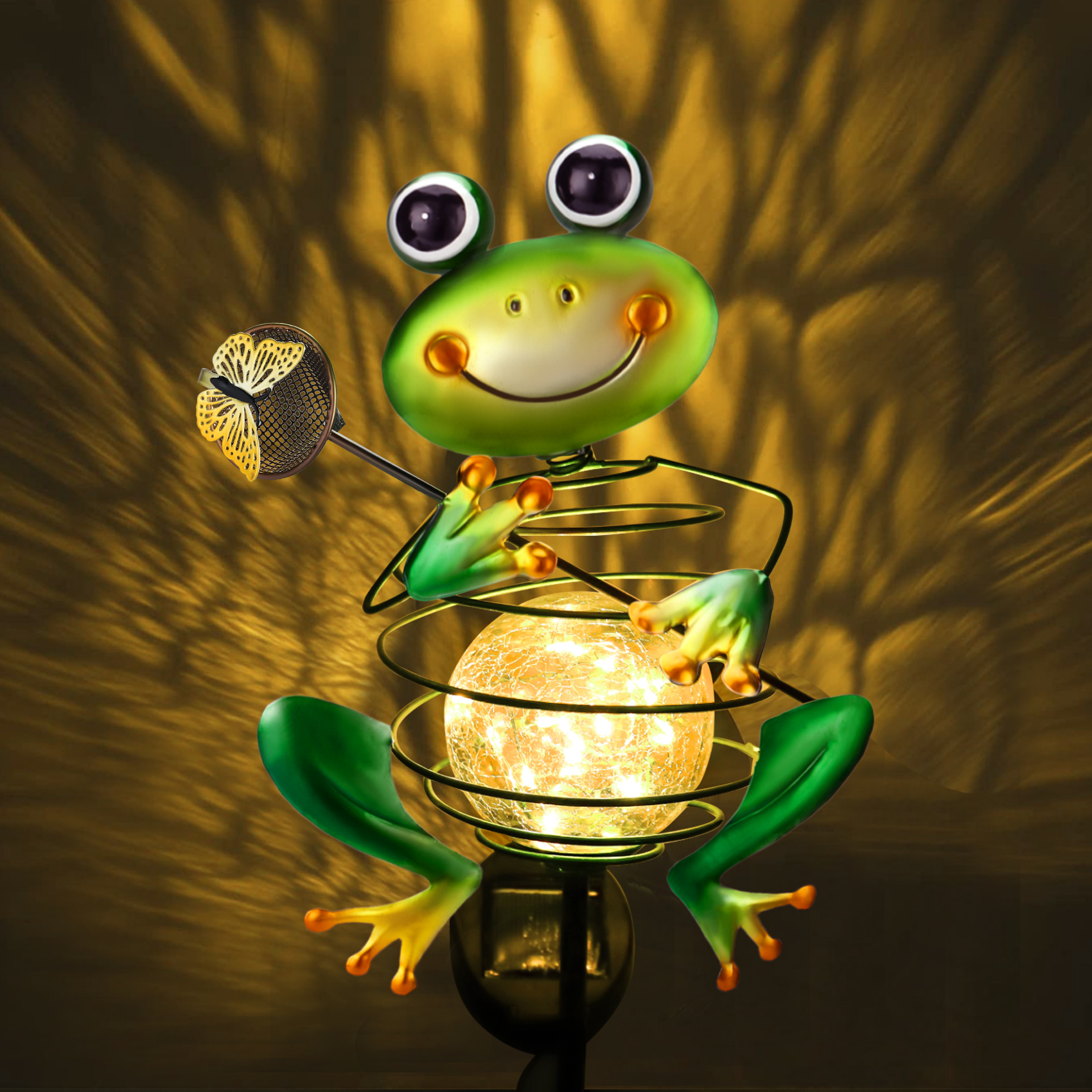 thumbnail video image 2 of Frog Garden Solar Lights Outdoor Decorative,Metal Frog Garden Decor for Outside Waterproof Solar Stake Lights for Lawn Ornaments Patio Yard Decorations, 2 of 7