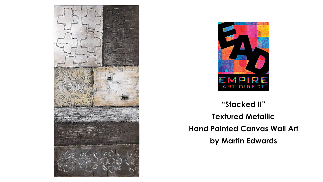 thumbnail video image 2 of Empire Art Stacked 2 Abstract Painting, by Martin Edwards, 60" x 30"., 2 of 12