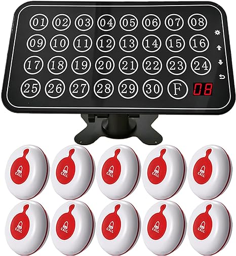 thumbnail video image 2 of Nurse Call System Wireless Caregiver Pager Medical Alert That Calls Familyfor Hospital Clinic Nursing Home Restaurant 10 Call Buttons and 1 Elderly Monitoring for Patients Seniors Customer, 2 of 7