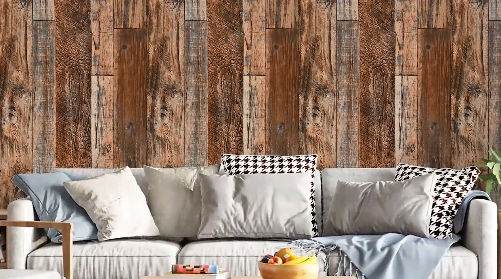 thumbnail video image 2 of DAZLUTE Brown, Wood Wallpaper Peel and Stick Wallpaper 23.6" x 118", 2 of 8