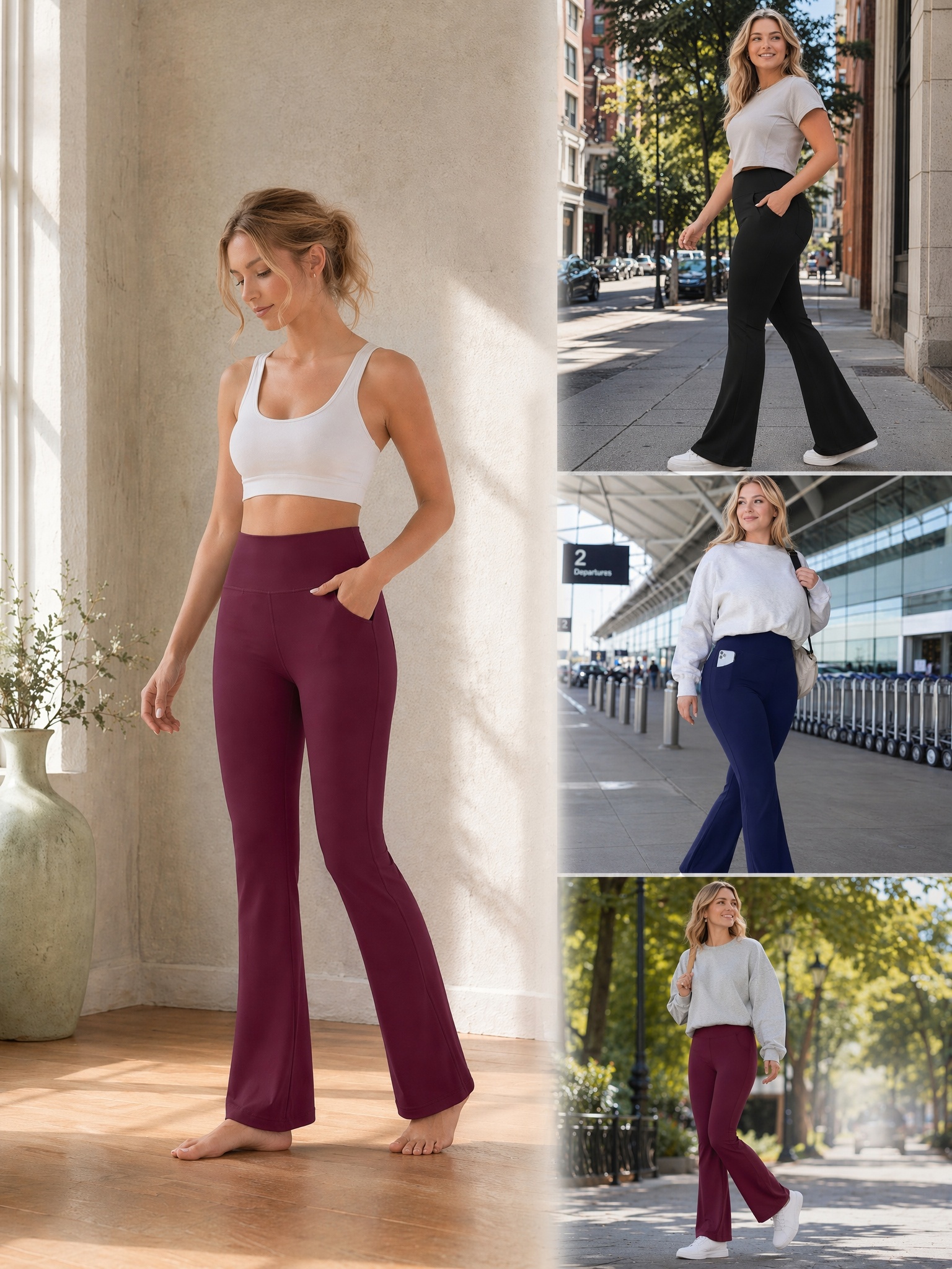 thumbnail video image 2 of Sexy Dance Women's Bootcut Yoga Pants With 4 Pockets High Waist Plus Size Flare Leggings Stretch Workout Pant, 2 of 8