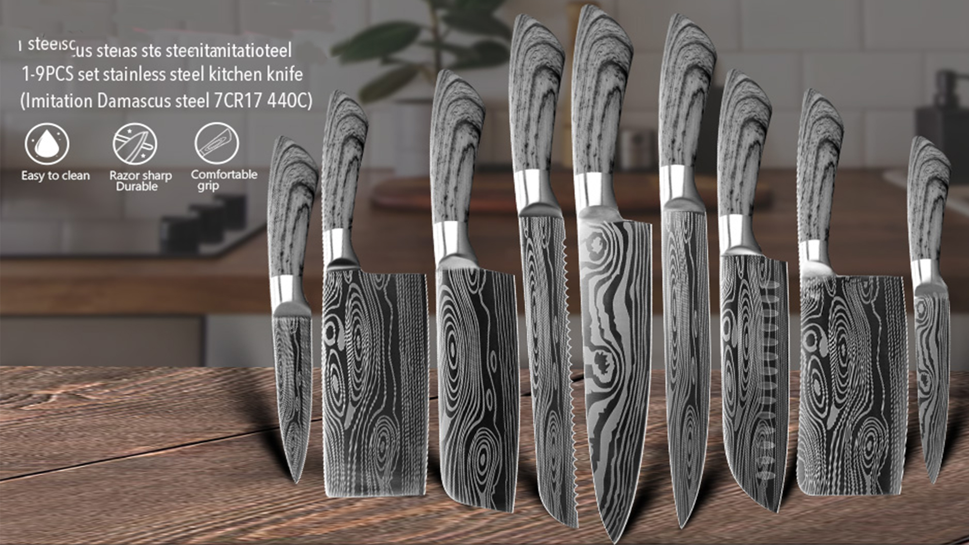 thumbnail video image 2 of Kitchen Knife 5" Utility Knives Stainless Steel Japanese Chef Knives Damascus Laser Vegetables Slicing Fruits Paring Knife with ABS Ergonomic Handle,Gray, 2 of 7
