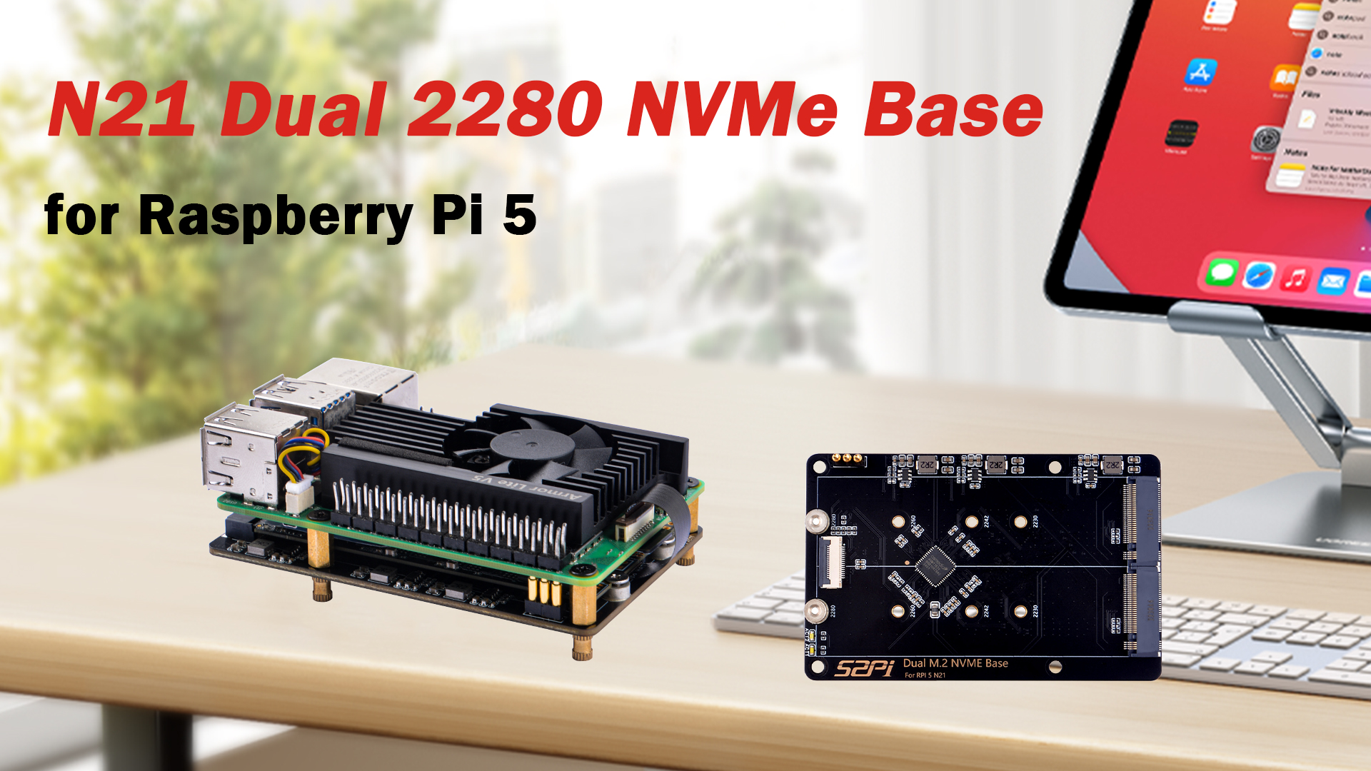 thumbnail video image 2 of 52Pi N21 Dual 2280 NVMe base for Raspberry Pi 5，Supprt two 2230/2242/2260/2280 NVMe SSDs, 2 of 13