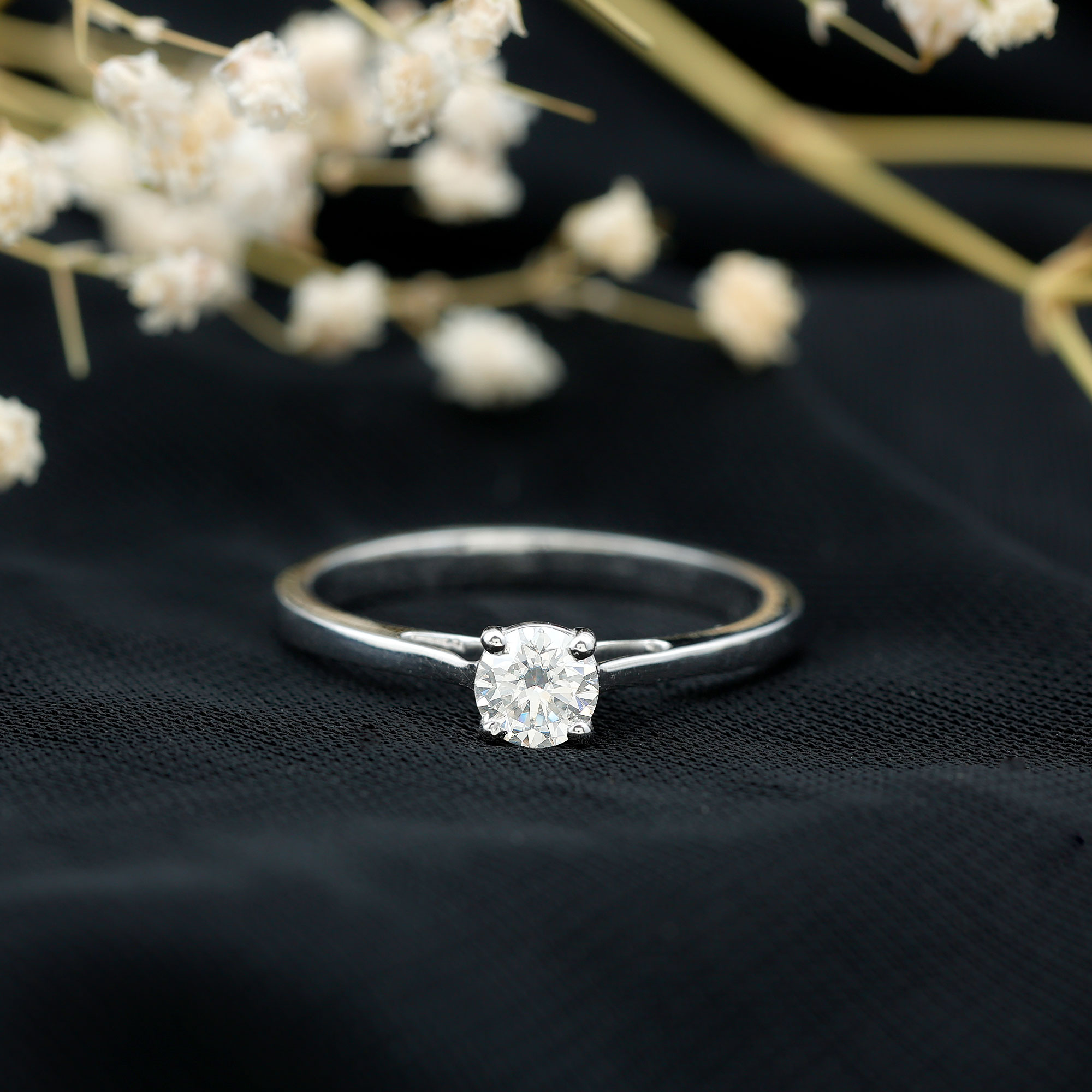 thumbnail video image 2 of Rosec Jewels Dainty Promise Ring with Solitaire Moissanite for Women (D Color VS1 Clarity), 10K White Gold, US 13.00, 2 of 8