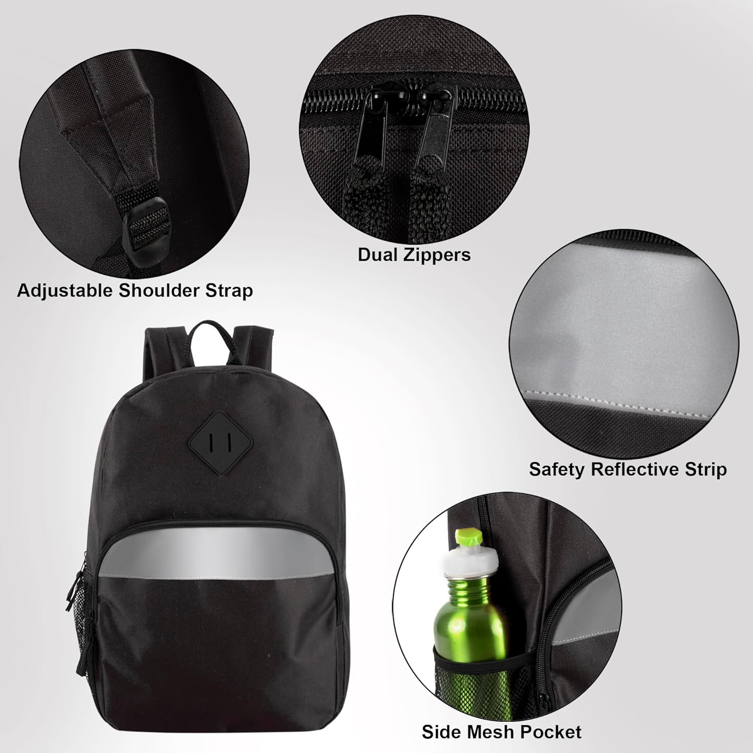 thumbnail video image 2 of 24 pack Solid Color Reflective Multipocket Backpacks for Commuting, Travel in 10 Color Pack, 2 of 8