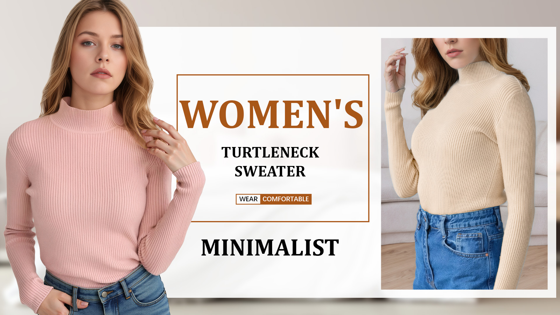 thumbnail video image 2 of FEOYA Women's Mock Neck Sweaters Ladies Knit Pullover Top Long Sleeve Basic Ribbed Sweater Slim Fit Half Turtleneck Fall Sweater Gray, 2 of 7