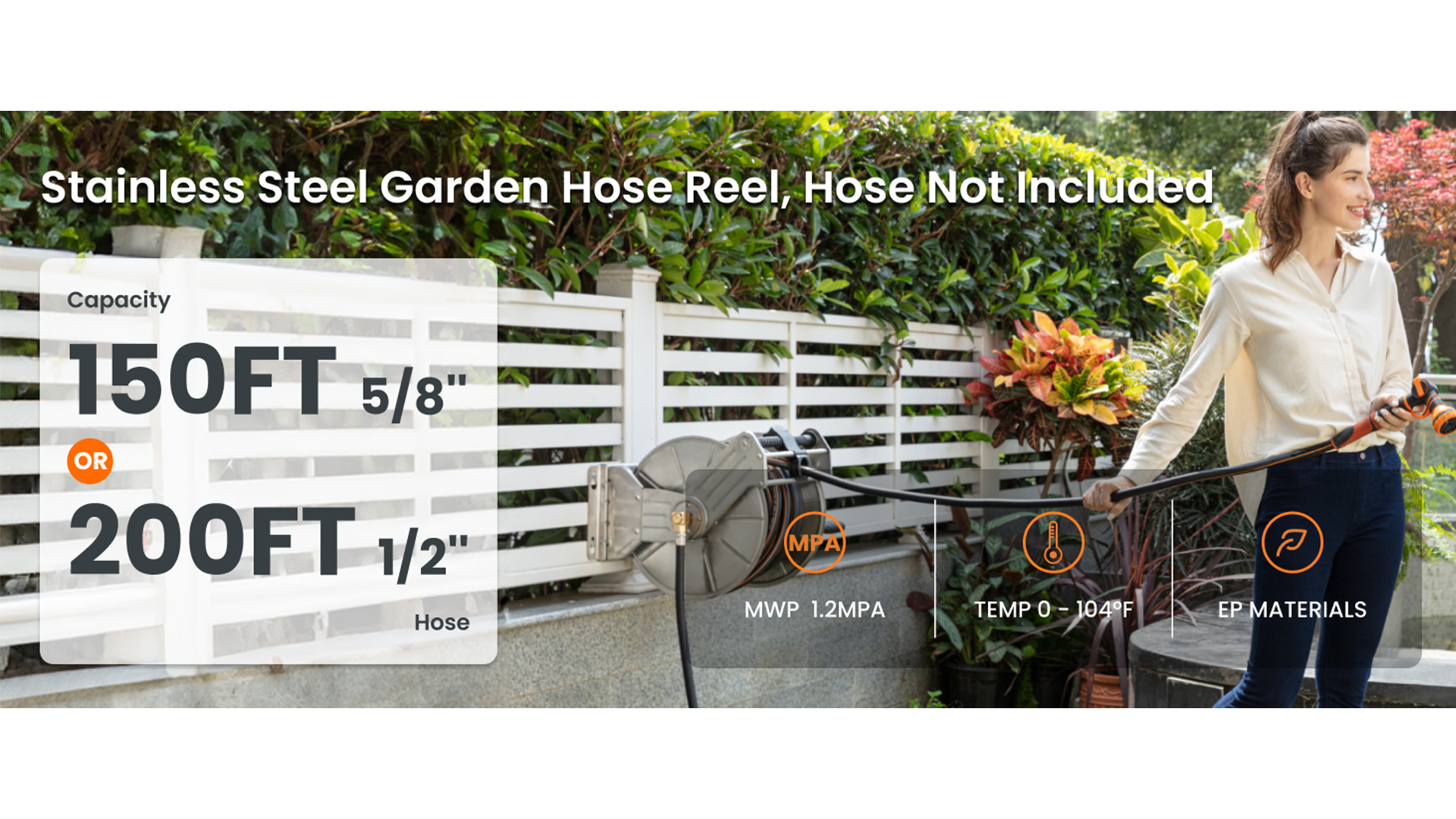 thumbnail video image 2 of Giraffe Tools Heavy Duty Garden Hose Reel Wall Mount Water Hose Reel with 100ft Hose, 2 of 9