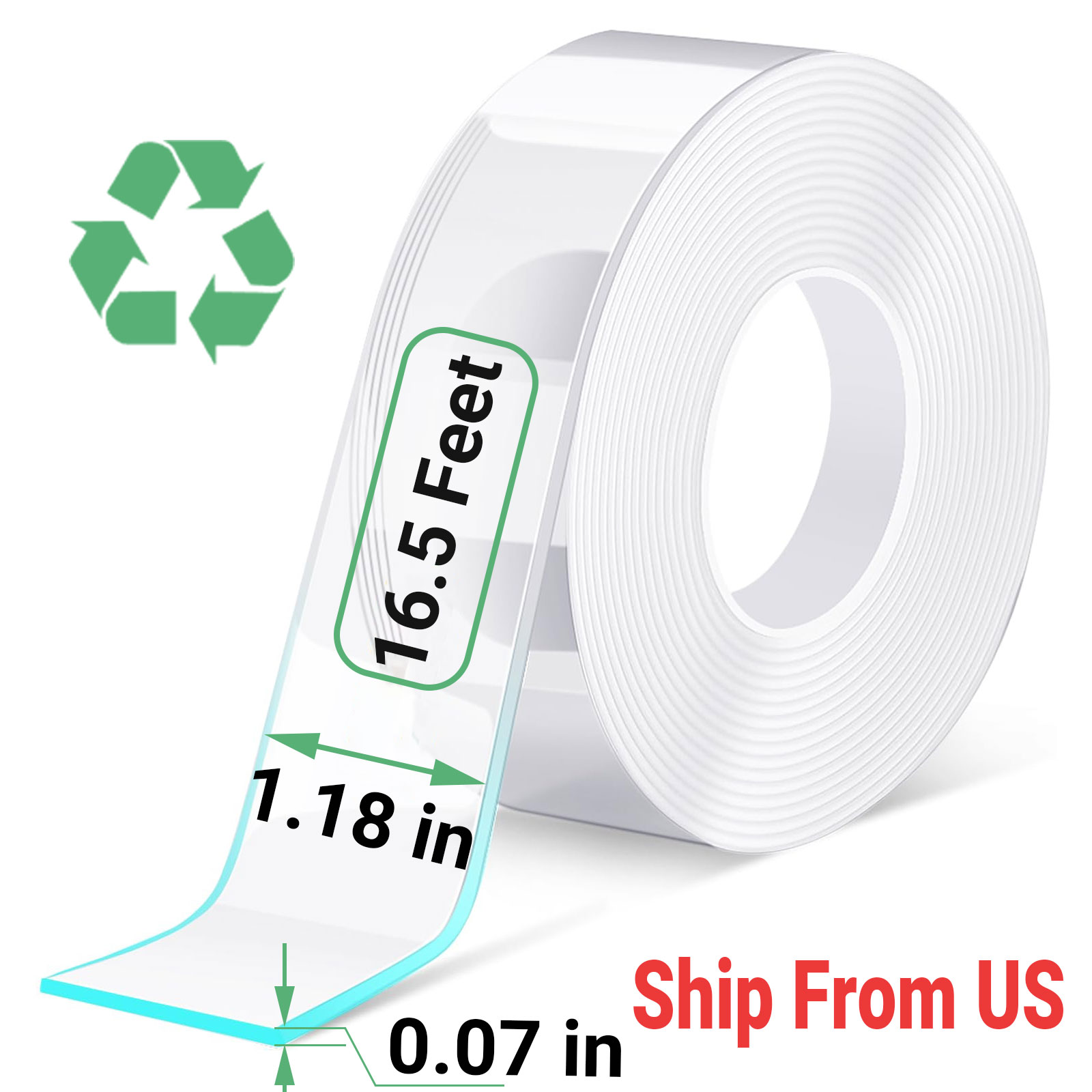 thumbnail video image 2 of Double Sided Tape Heavy Duty, Nano Double Sided Adhesive Tape, Clear Mounting Tape Picture Hanging Adhesive Strips (16.5FT), 2 of 7