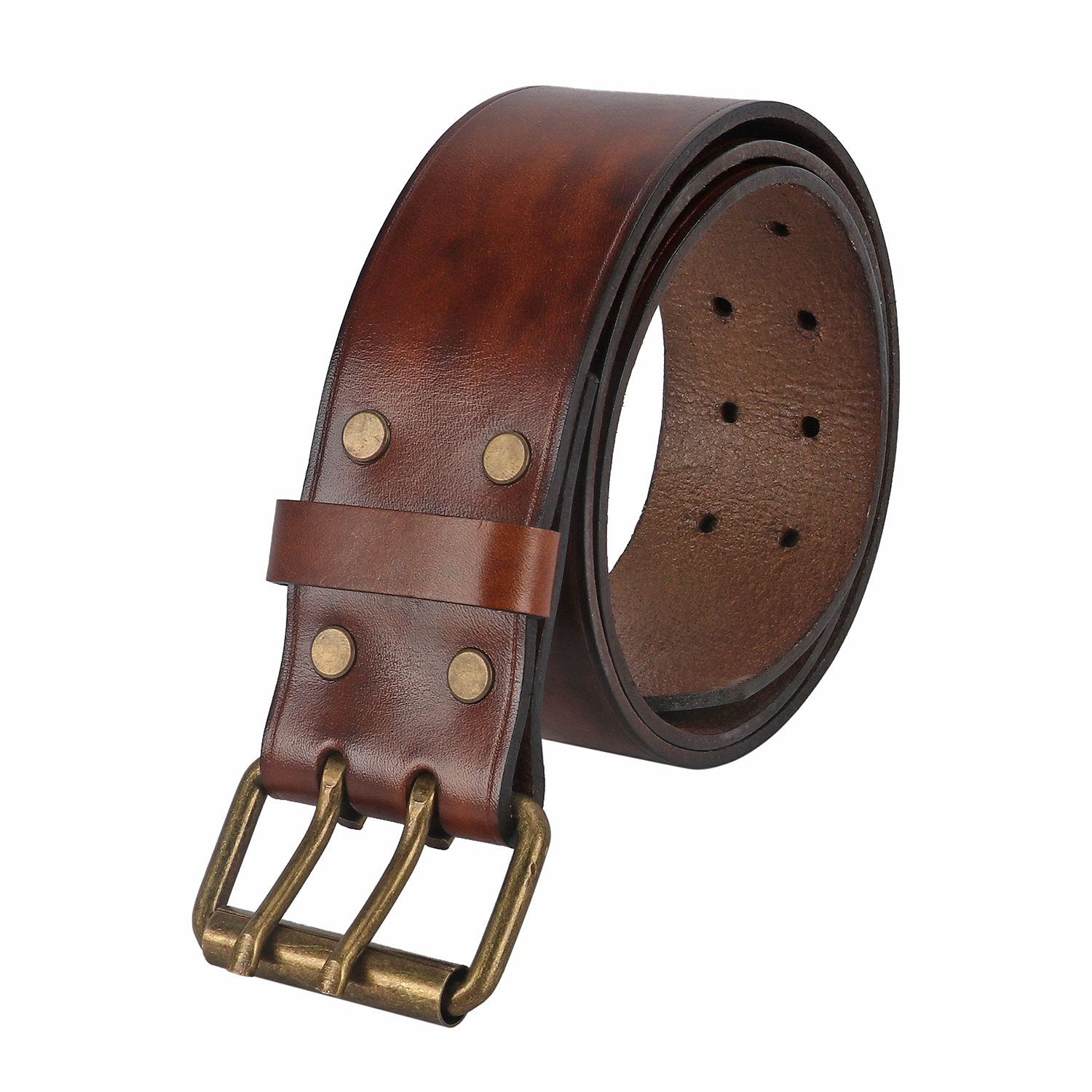 thumbnail video image 2 of TOURBON Leather Thick  Work Belt Tools Men's Belt Workshop Belts 85-104cm 2inch Wide Double Roller Buckle, 2 of 11